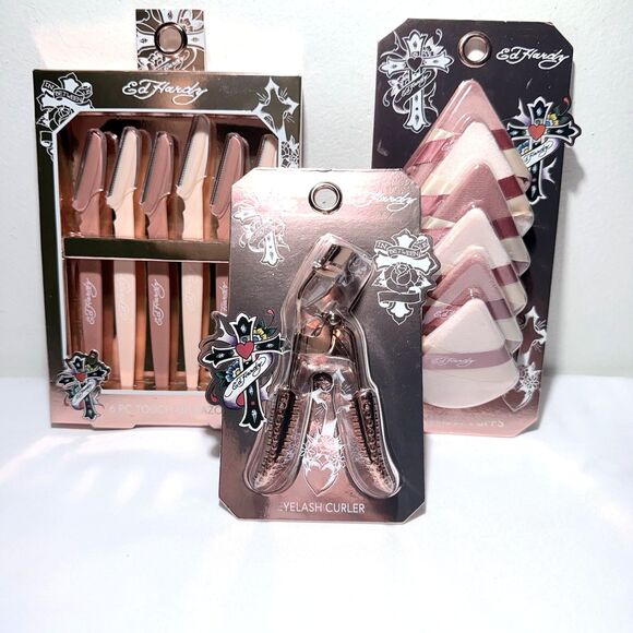 Ed hardy Other - Ed Hardy BUNDLE- 6Pc Makeup Puffs, 6Pc Touch-Up Razors, 1 Eyelash Curler NWT